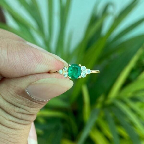 14K Gold Emerald Engagement Ring