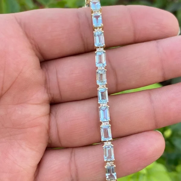 14k Gold Aquamarine Tennis Bracelet