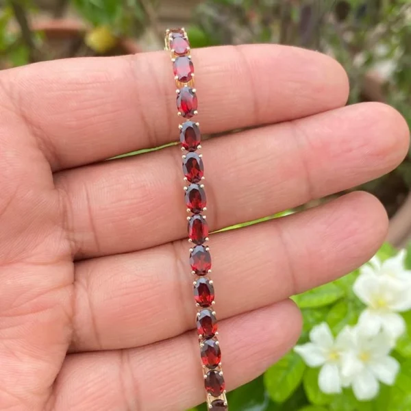 14k Gold Garnet Tennis Bracelet
