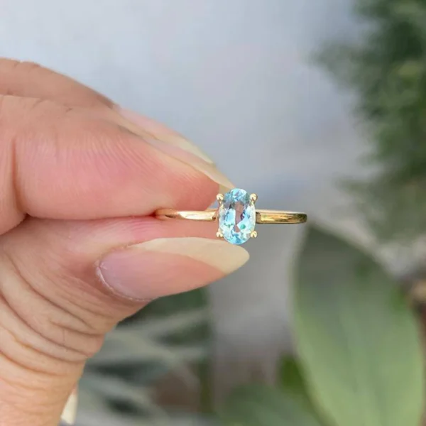 14k Gold Natural Aquamarine Ring