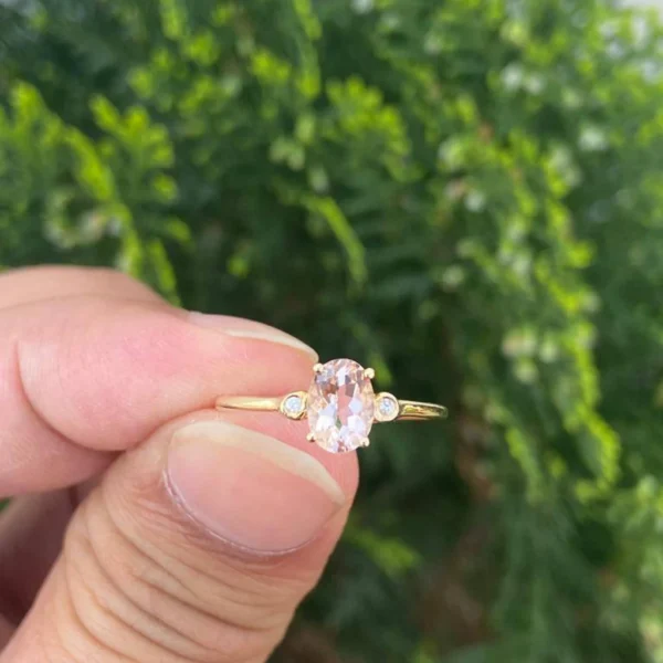 14k Gold Natural Morganite Ring