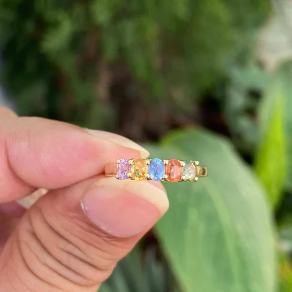 14k Gold Natural Multi Sapphire Ring