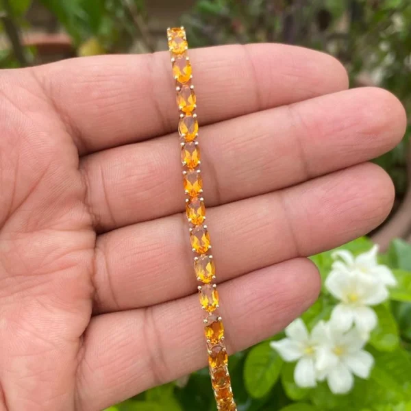 14k Gold Oval Citrine Tennis Bracelet