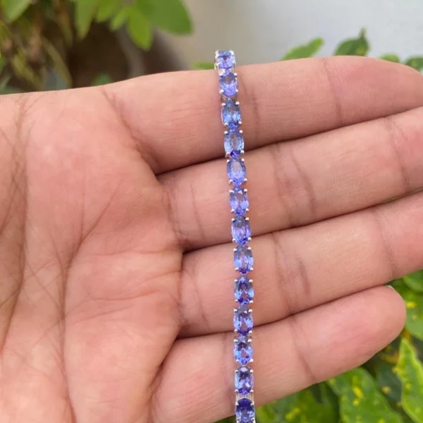 14k Gold Oval Tanzanite Tennis Bracelet