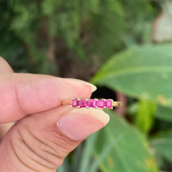 14k Gold Princess Cut Ruby Ring