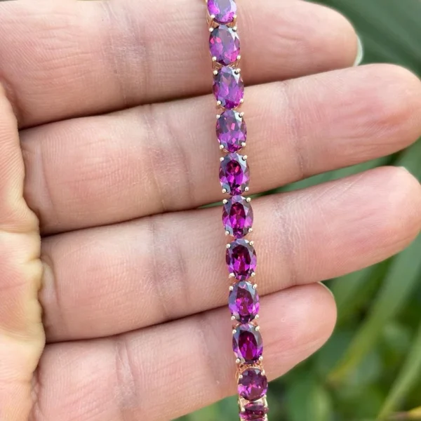 14k Gold Purple Garnet Tennis Bracelet