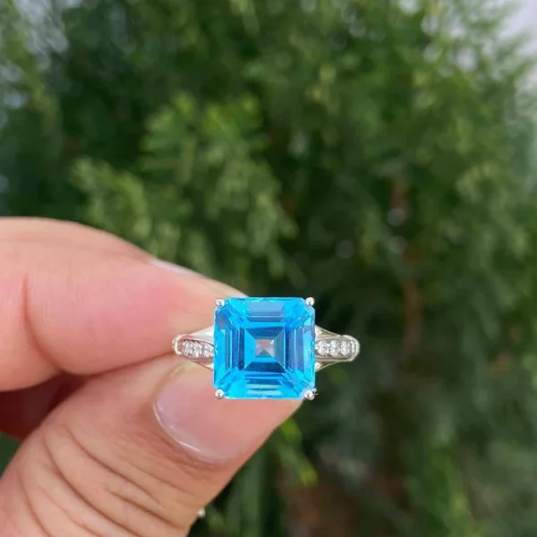 14k Gold Swiss Blue Topaz Ring