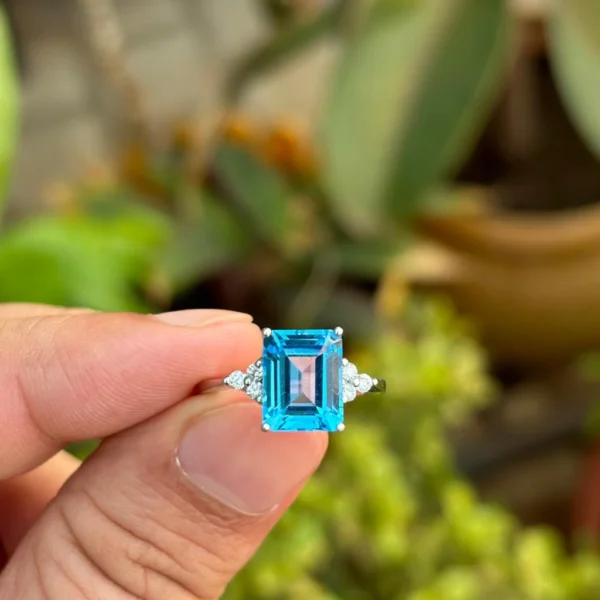 14k Gold Swiss Blue Topaz Ring
