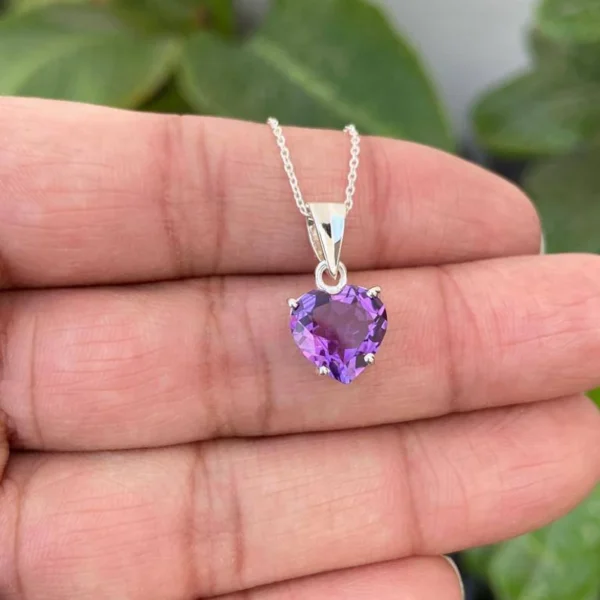 925 Silver Amethyst Heart Necklace