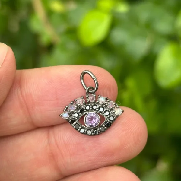 925 Silver Amethyst & Moonstone Evil Eye Pendant