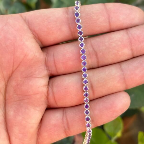 925 Silver Amethyst Tennis Bracelet