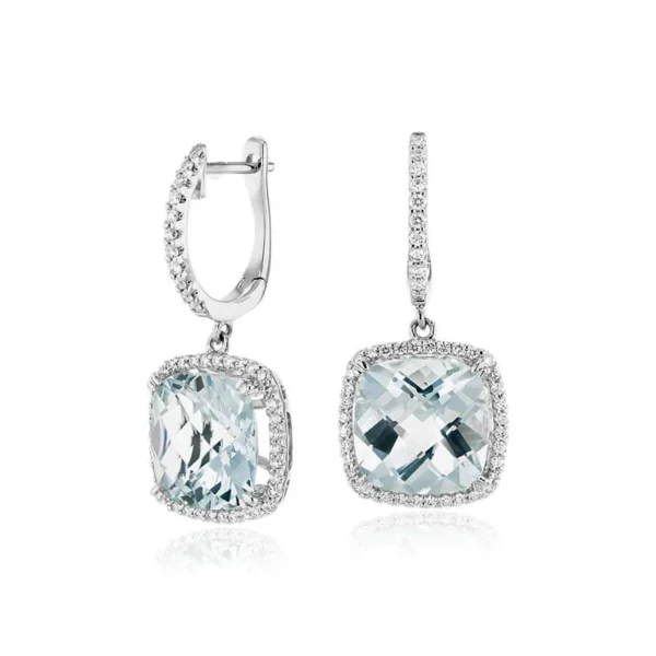925 Silver Aquamarine Drop Earrings