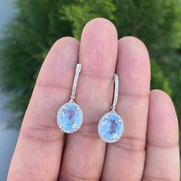 925 Silver Aquamarine Drop Earrings