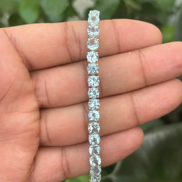 925 Silver Aquamarine Tennis Bracelet