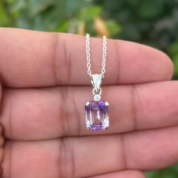925 Silver Bi Amethyst Necklace