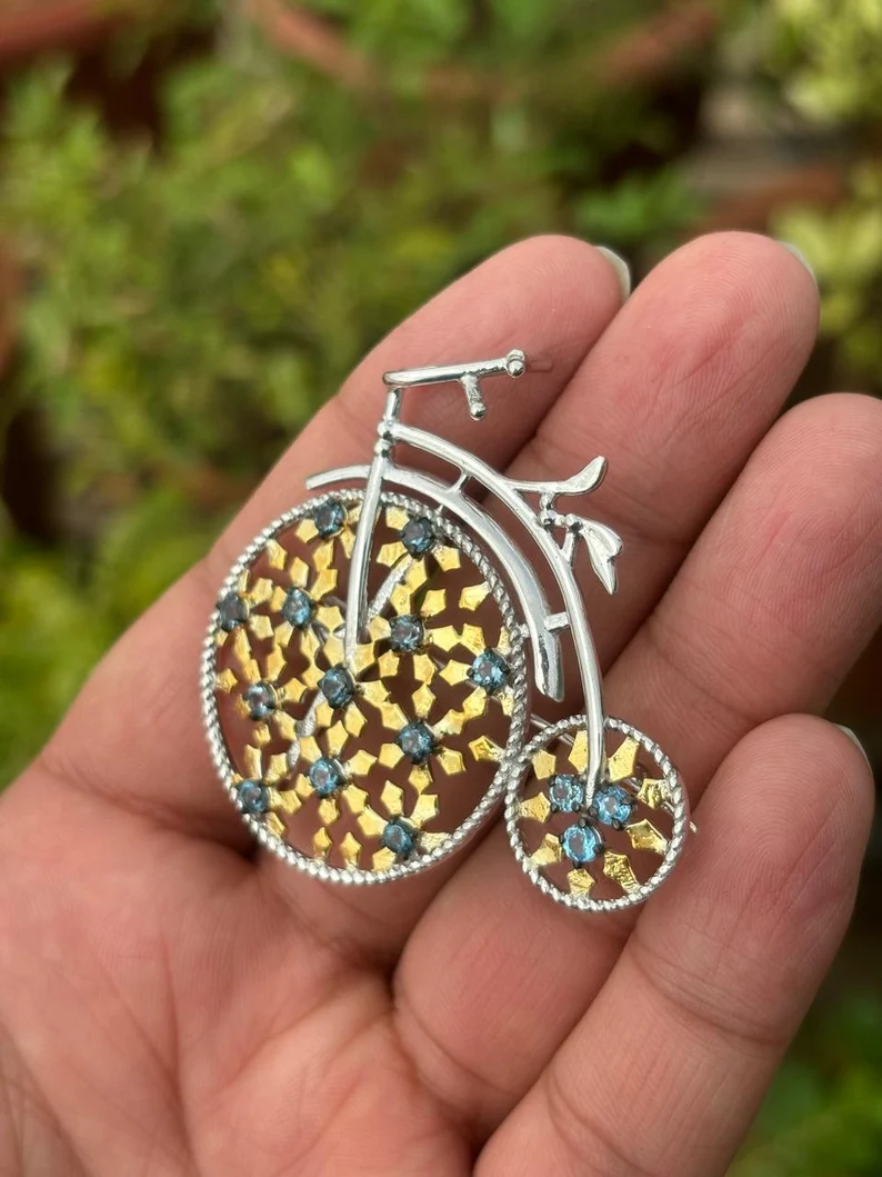 925 Silver Bicycle Brooch Cum Pendant 3