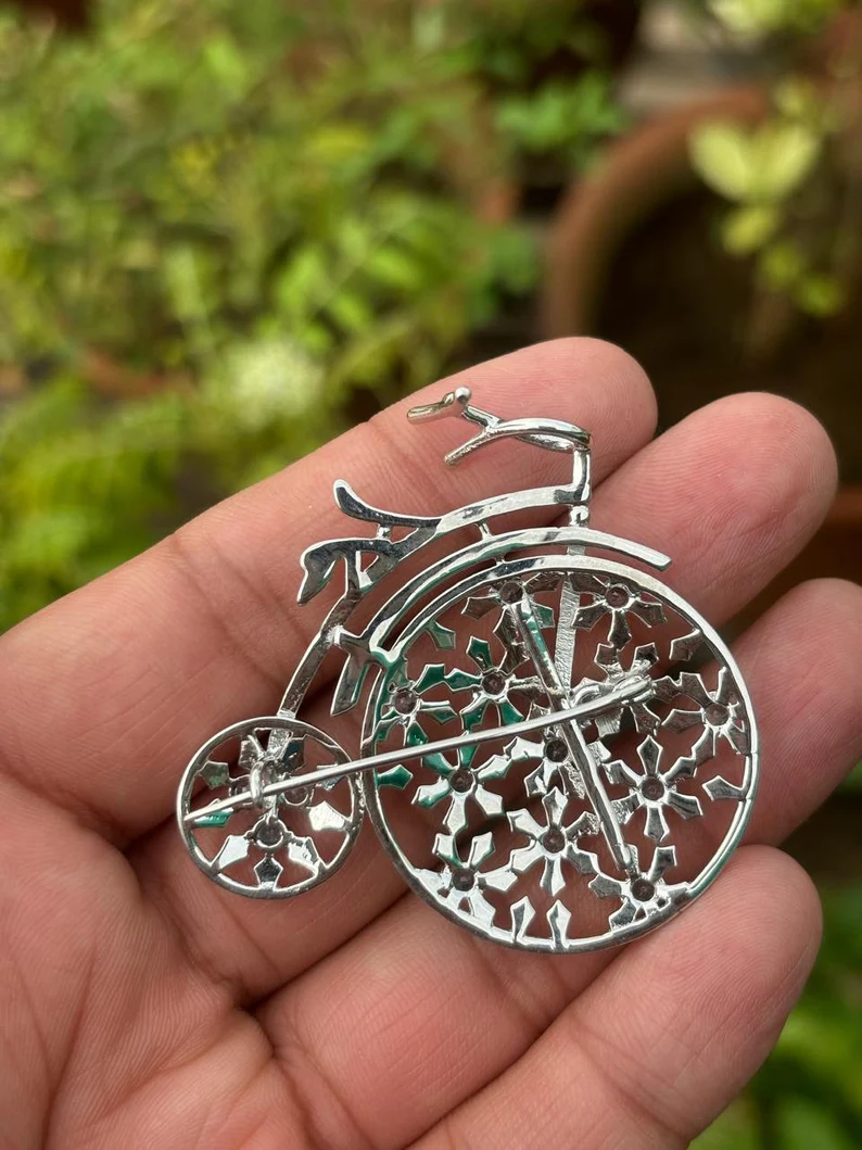 925 Silver Bicycle Brooch Cum Pendant 4