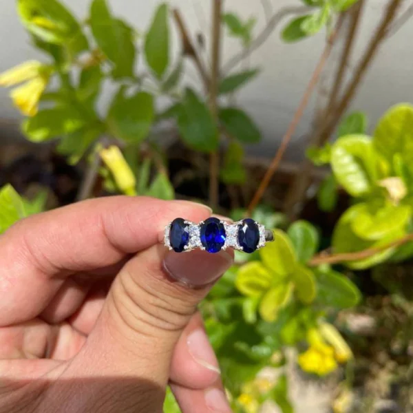 925 Silver Blue Sapphire Band Ring