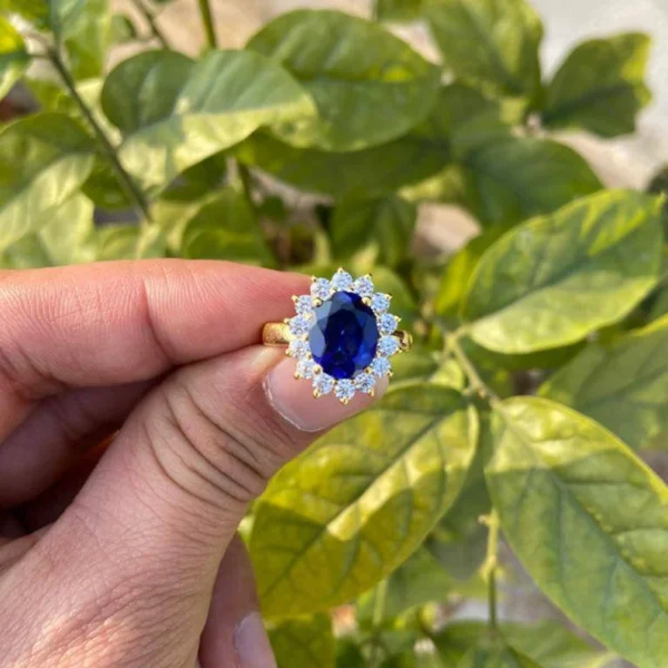 925 Silver Blue Sapphire Ring