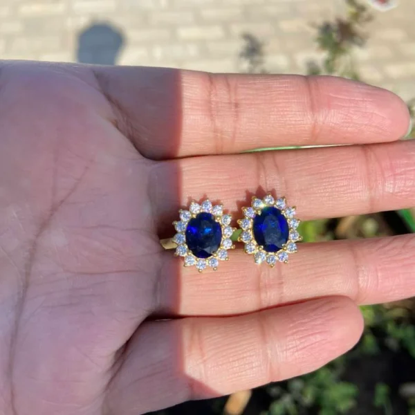 925 Silver Blue Sapphire Stud Earrings