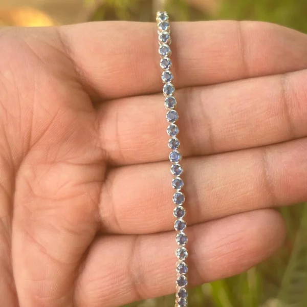 925 Silver Blue Sapphire Tennis Bracelet