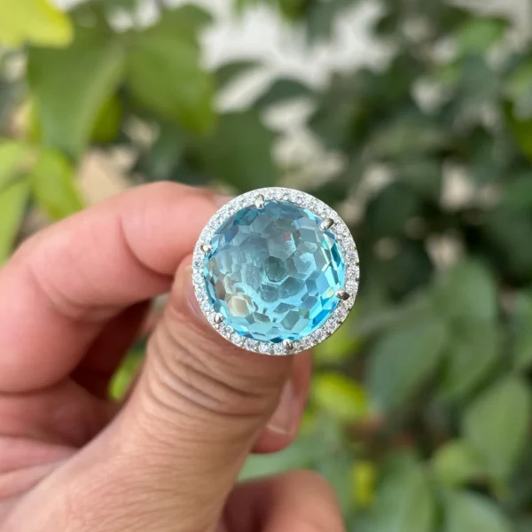925 Silver Blue Topaz Cocktail Ring