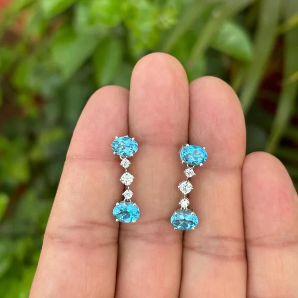 925 Silver Blue Topaz Drop Earrings