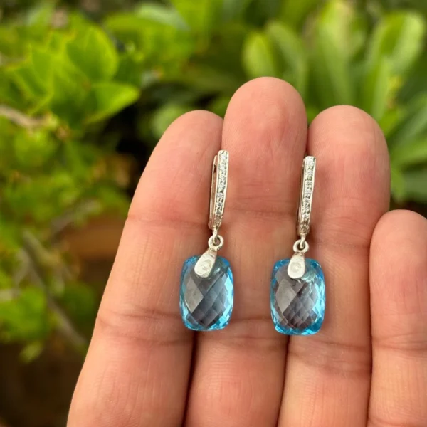 925 Silver Blue Topaz Drop Earrings