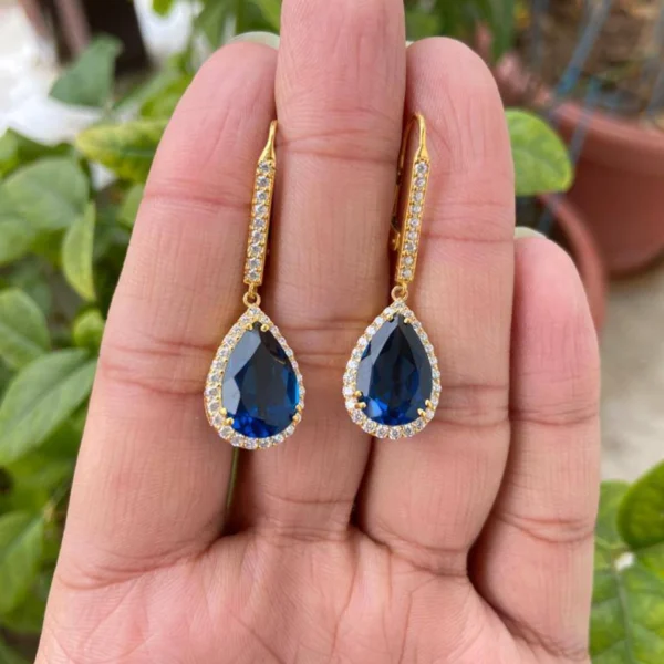 925 Silver Blue Topaz Drop Earrings