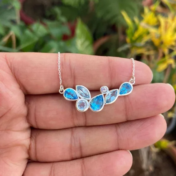 925 Silver Blue Topaz Necklace