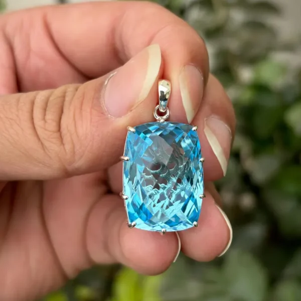 925 Silver Blue Topaz Pendant