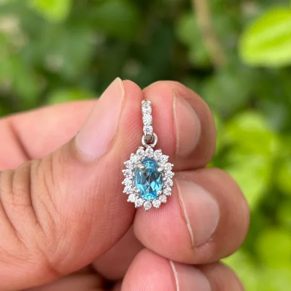 925 Silver Blue Topaz Pendant