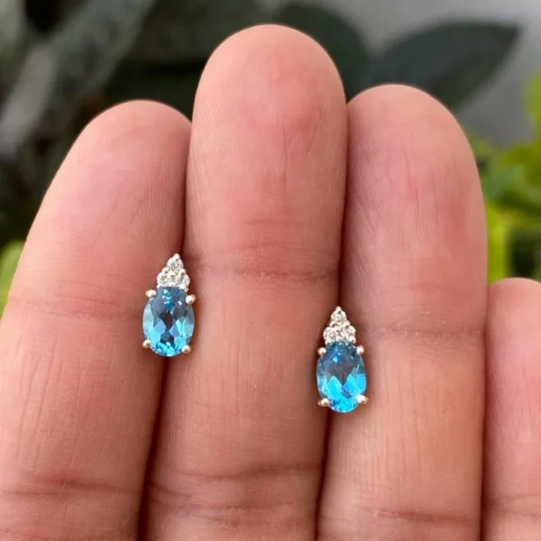 925 Silver Blue Topaz Stud Earrings