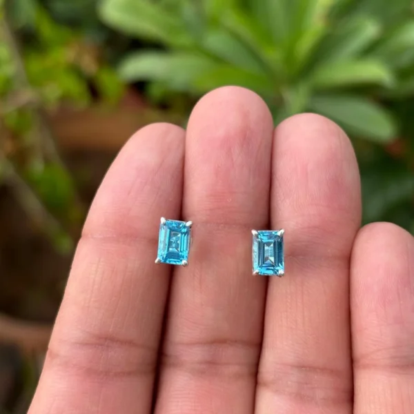 925 Silver Blue Topaz Stud Earrings