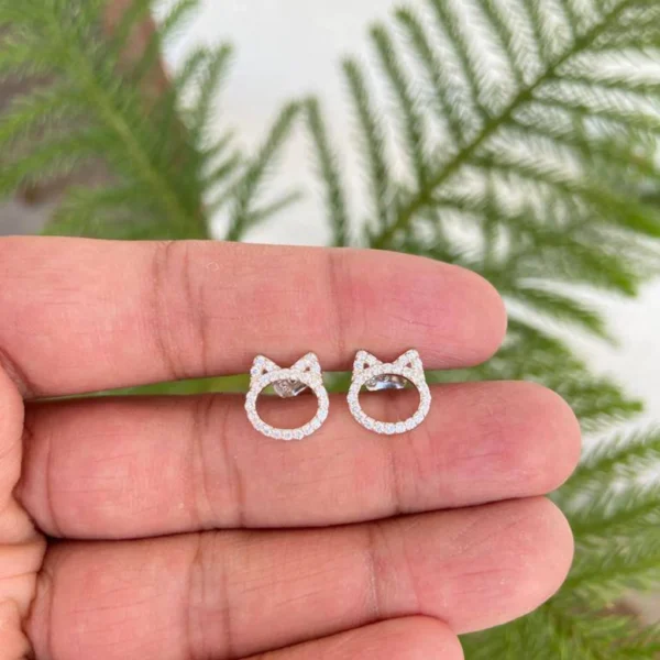 925 Silver Cat Stud Earrings