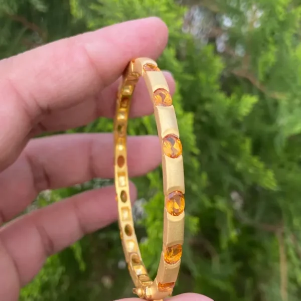 925 Silver Citrine Bangle Bracelet