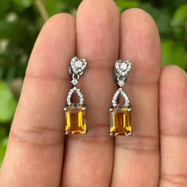 925 Silver Citrine Drop Earrings
