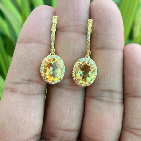 925 Silver Citrine Drop Earrings