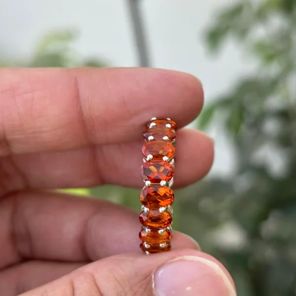 925 Silver Citrine Eternity Band Ring