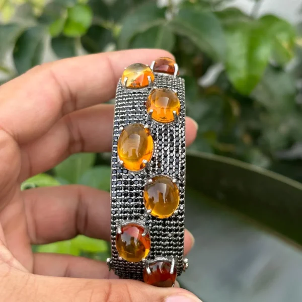 925 Silver Citrine Ethnic Bracelet