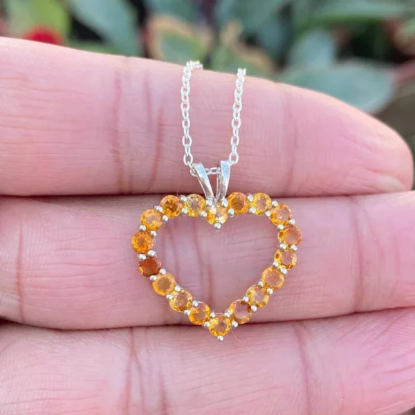 925 Silver Citrine Heart Necklace
