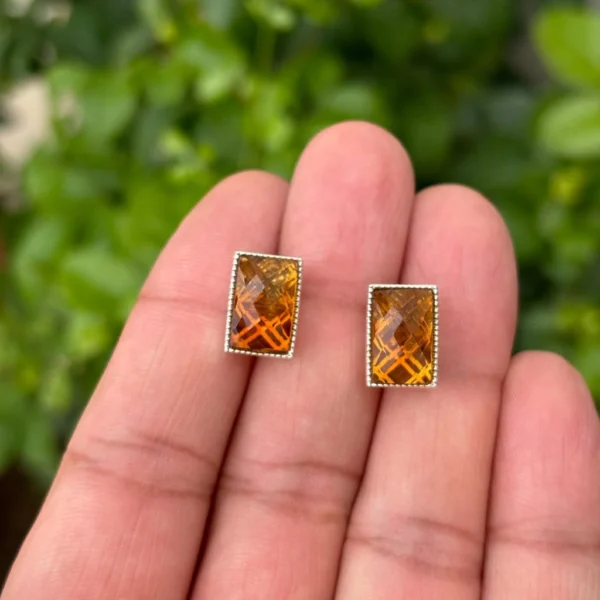 925 Silver Citrine Stud Earrings