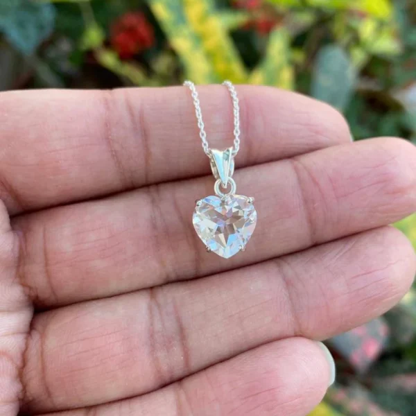 925 Silver Clear Quartz Heart Necklace