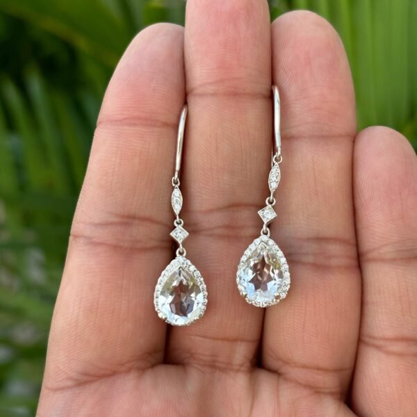 925 Silver Crystal Quartz Drop Earrings