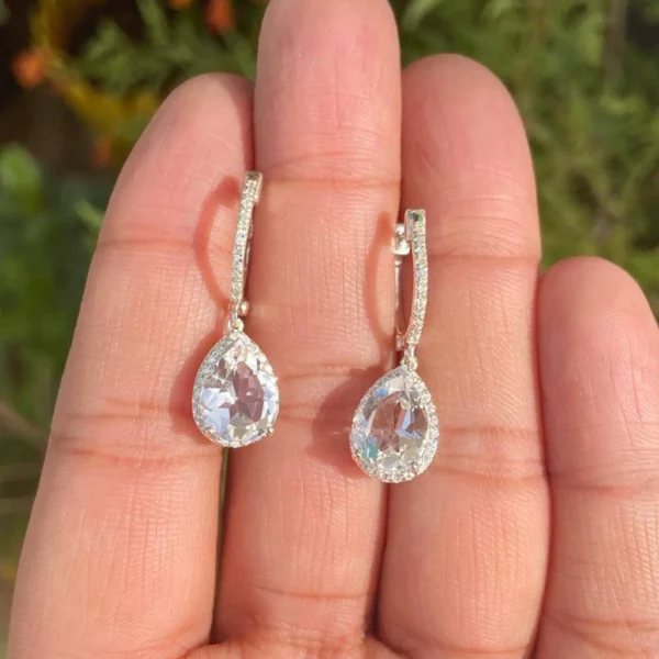 925 Silver Crystal Quartz Drop Earrings