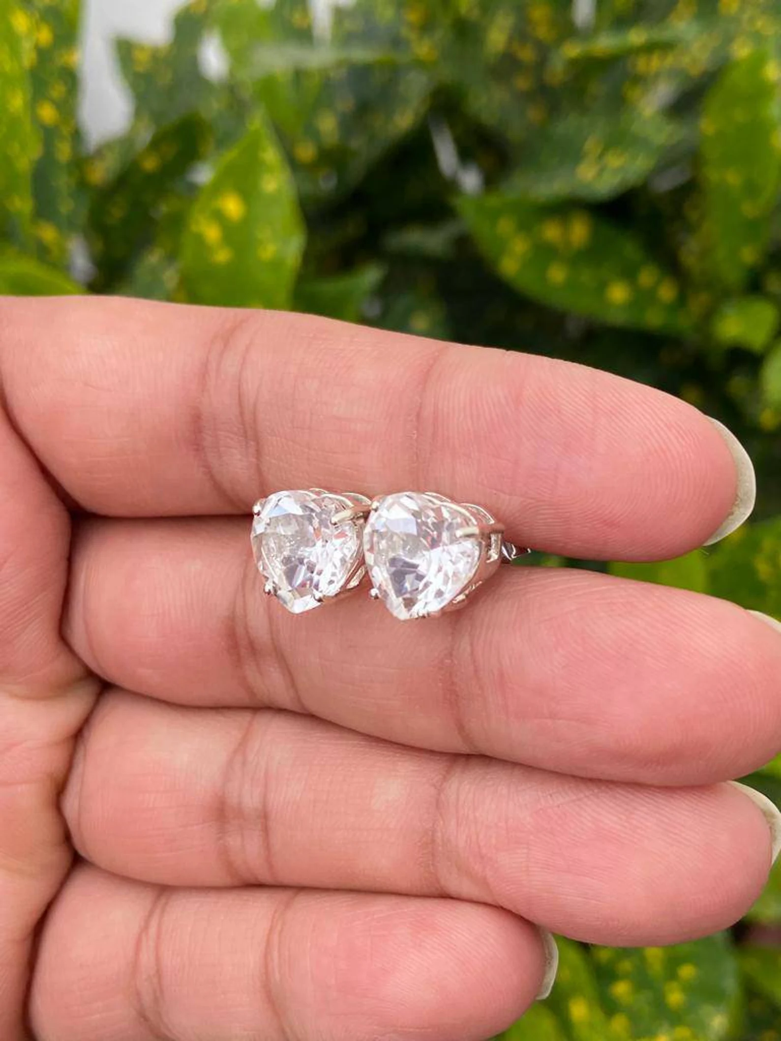 925 Silver Crystal Quartz Heart Stud Earrings 4