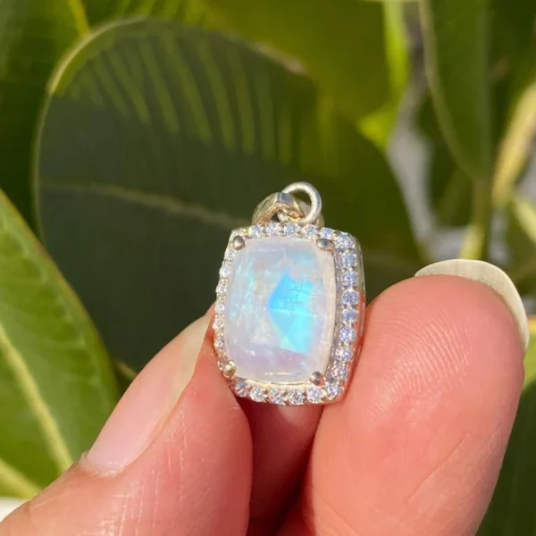 925 Silver Cushion Moonstone Necklace