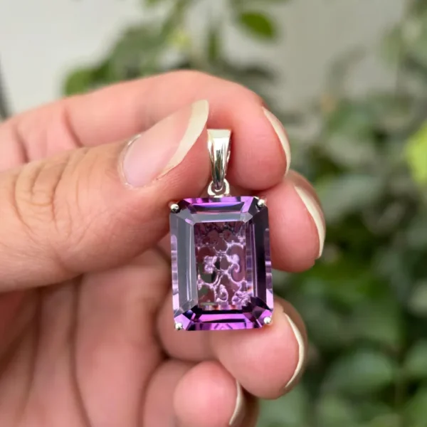 925 Silver Emerald Amethyst Pendant