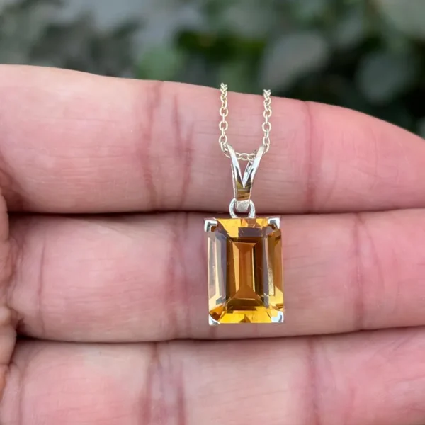 925 Silver Emerald Citrine Necklace