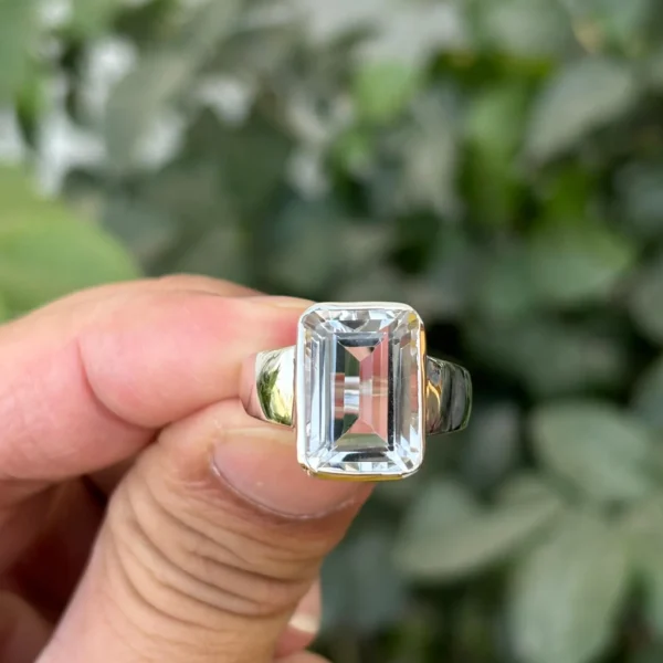 925 Silver Emerald Crystal Quartz Ring